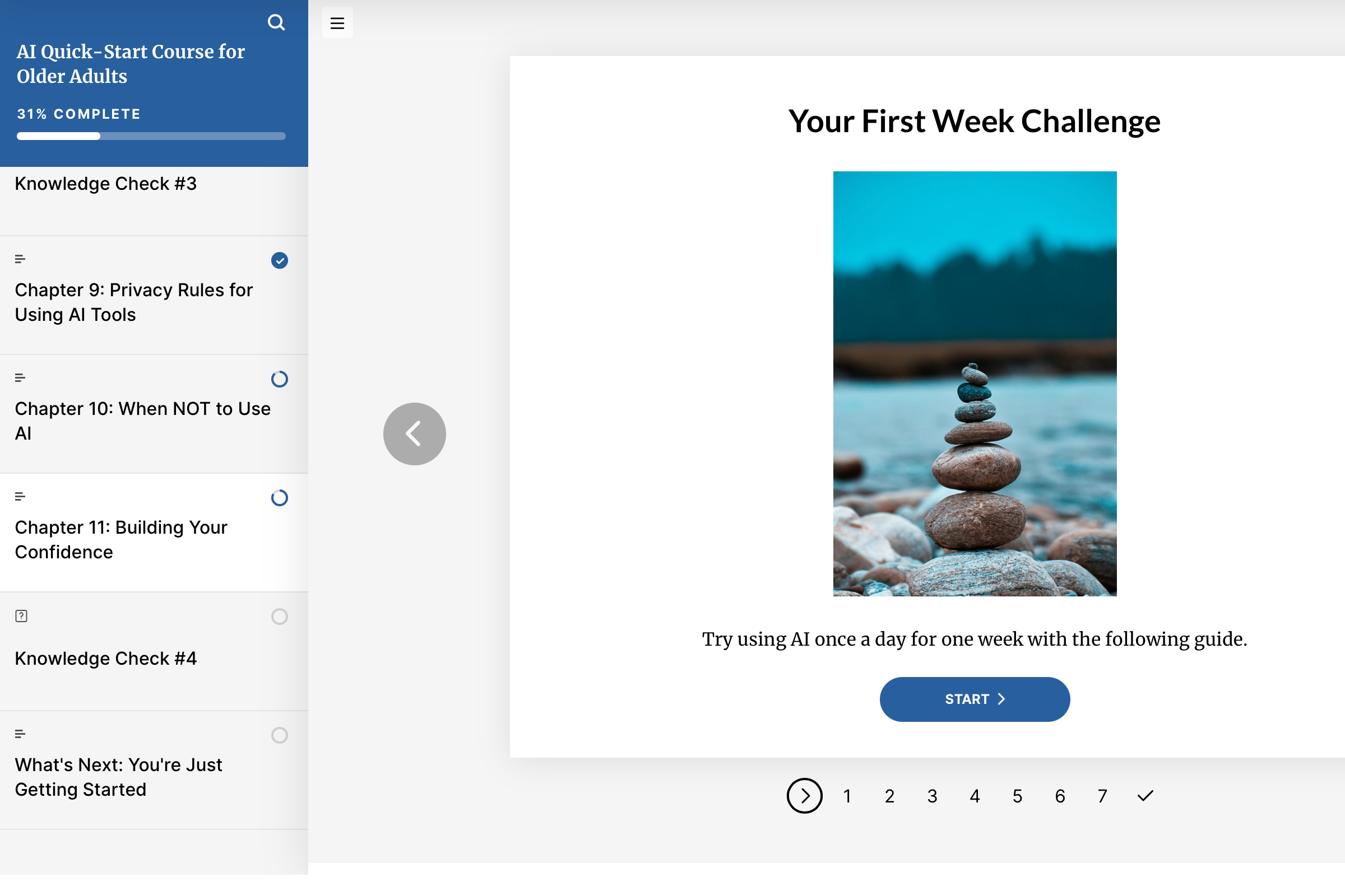 Course practice challenge screenshot